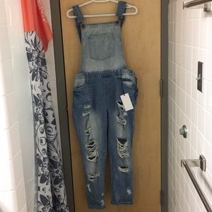Light Washed, Distressed Overalls
